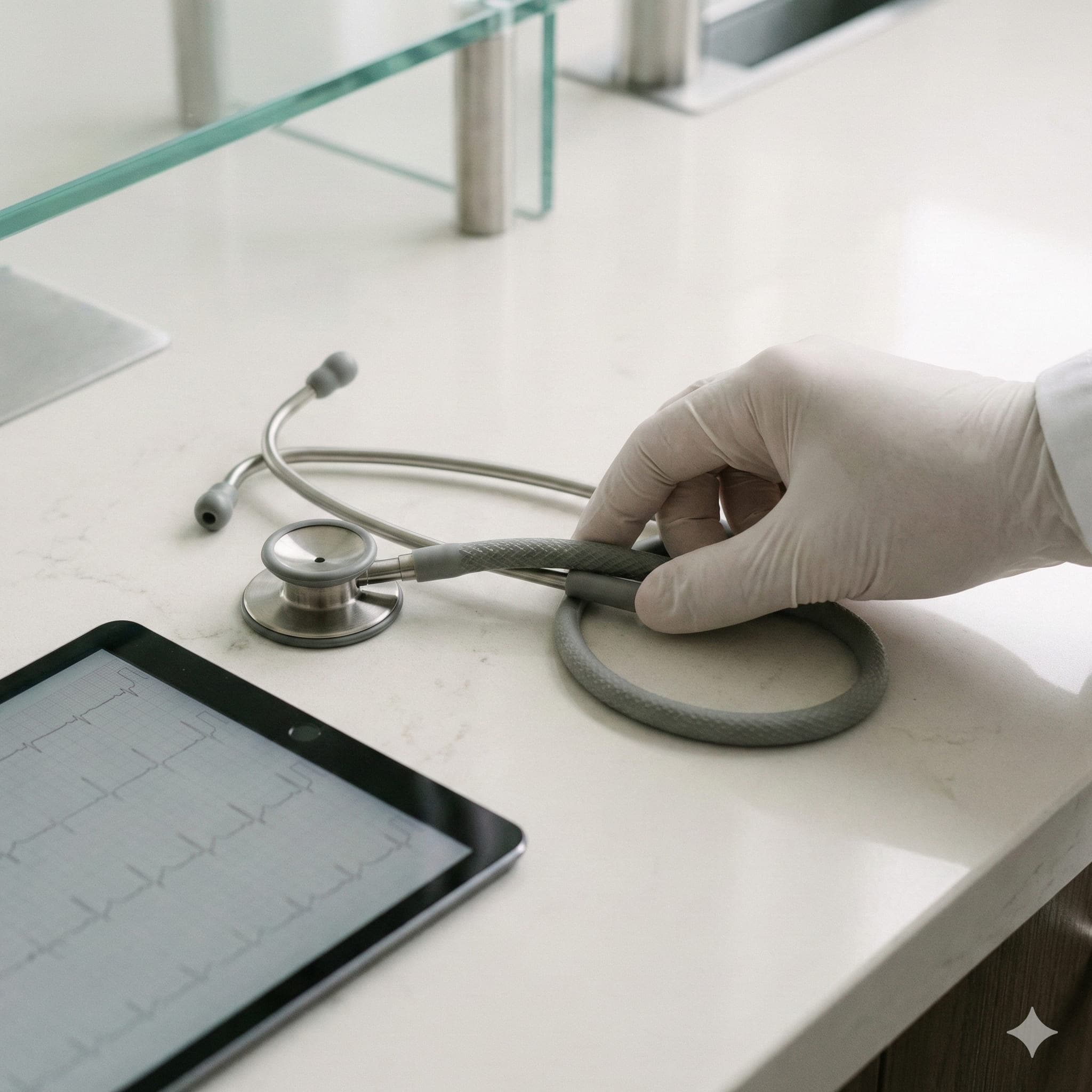 Imagem premium: prevenção e cuidado em ambiente clínico minimalista