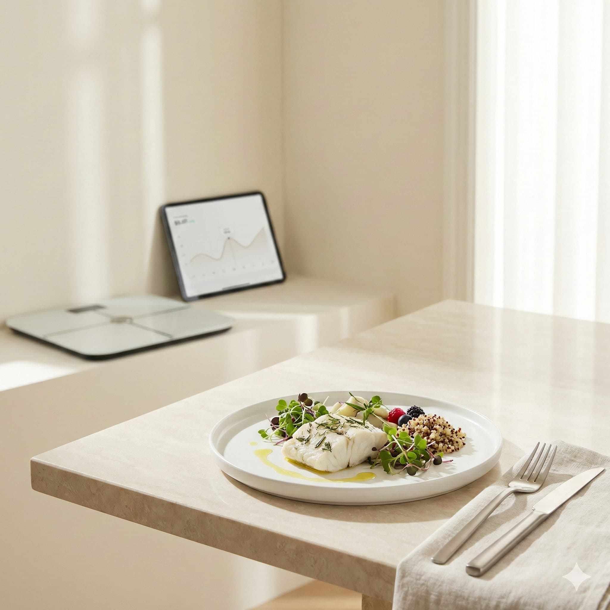 Imagem premium: alimentação personalizada com estética minimalista